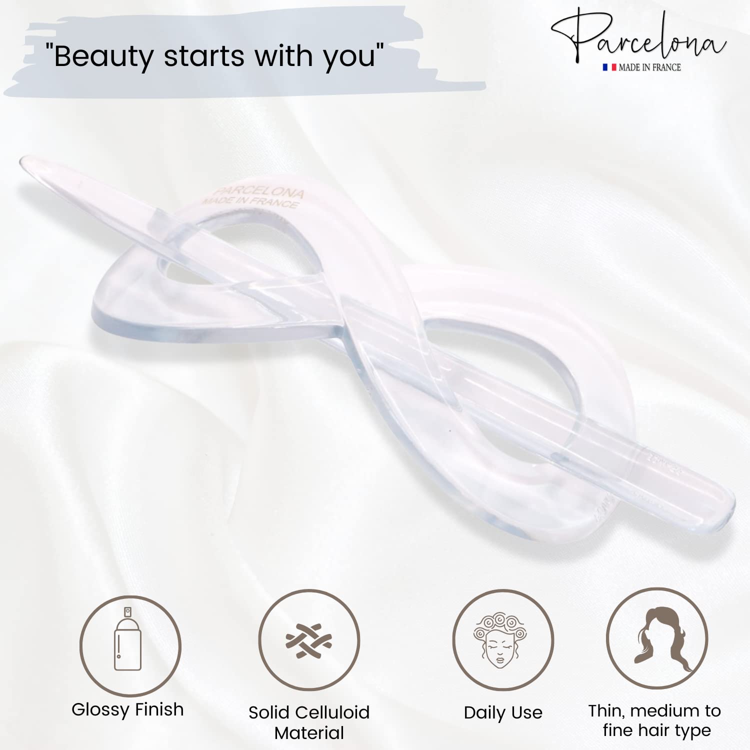 Parcelona French Infinity Medium Cellulose Hair Slider Bun Cover for Women