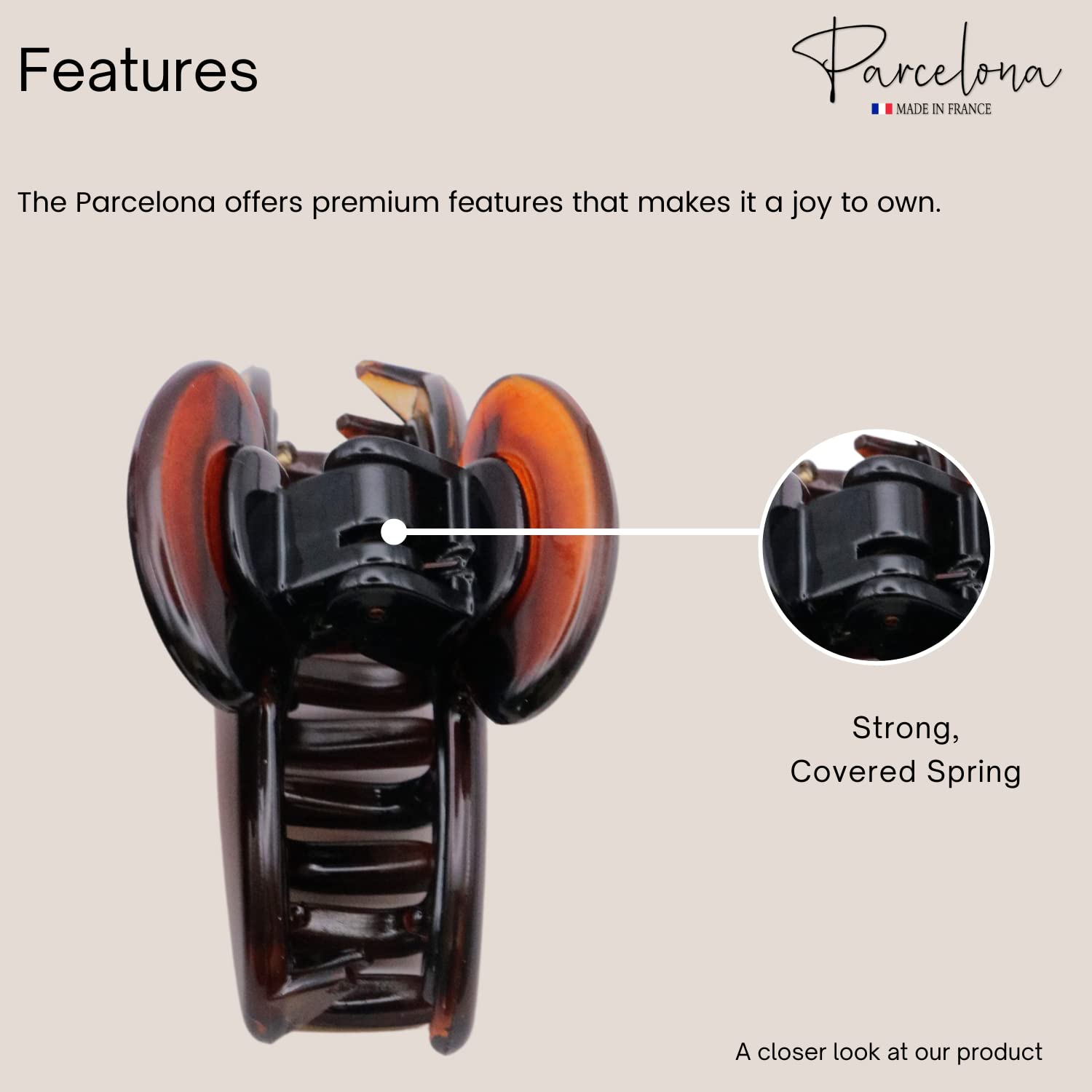 Parcelona French Glossy Oval Small 2.5" Cellulose Set of 2 Jaw Hair Claw Clips