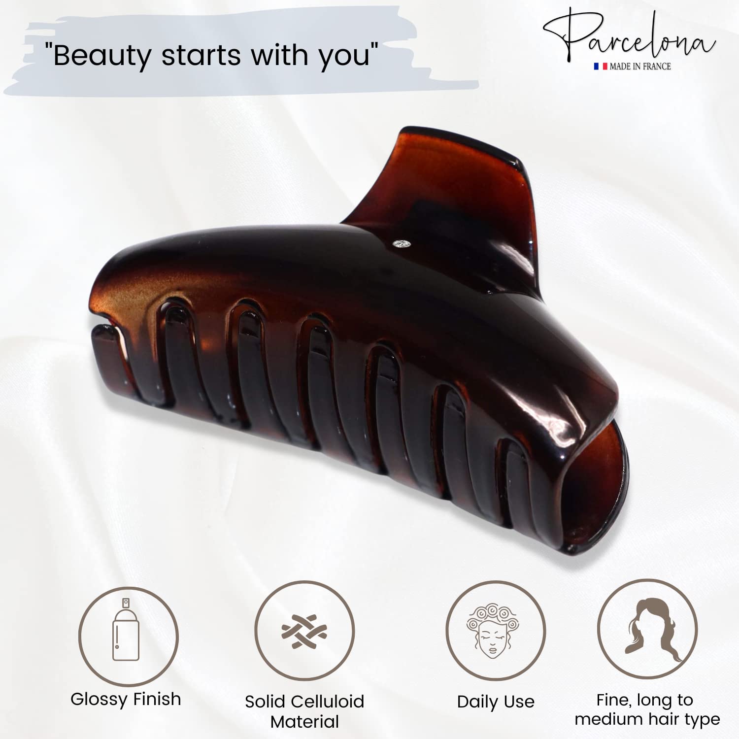 Parcelona French Elegant Medium 2 3/4" Cellulose Jaw Hair Claw Clip for Women