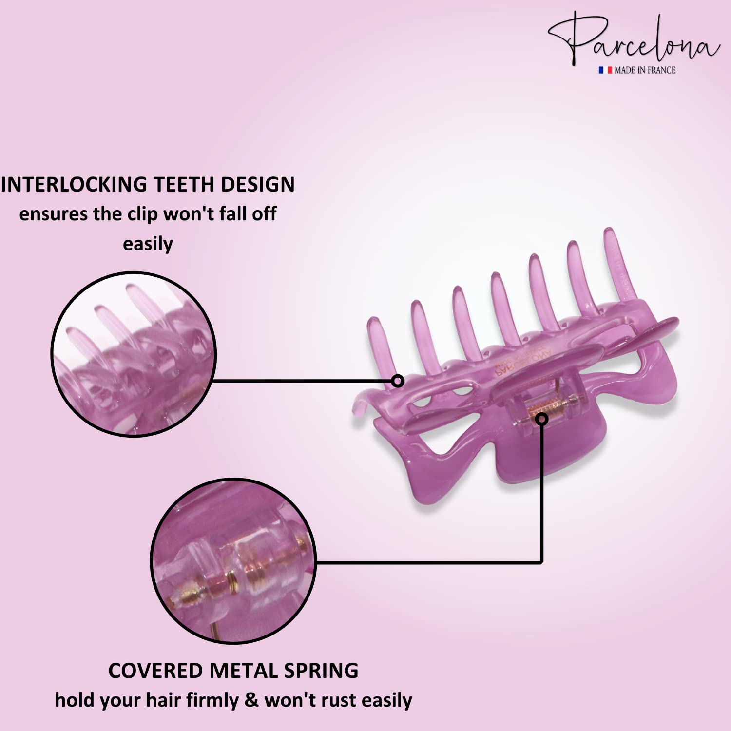 Parcelona French Classic 1.5" Small Celluloid Set of 3 Hair Claws for Women
