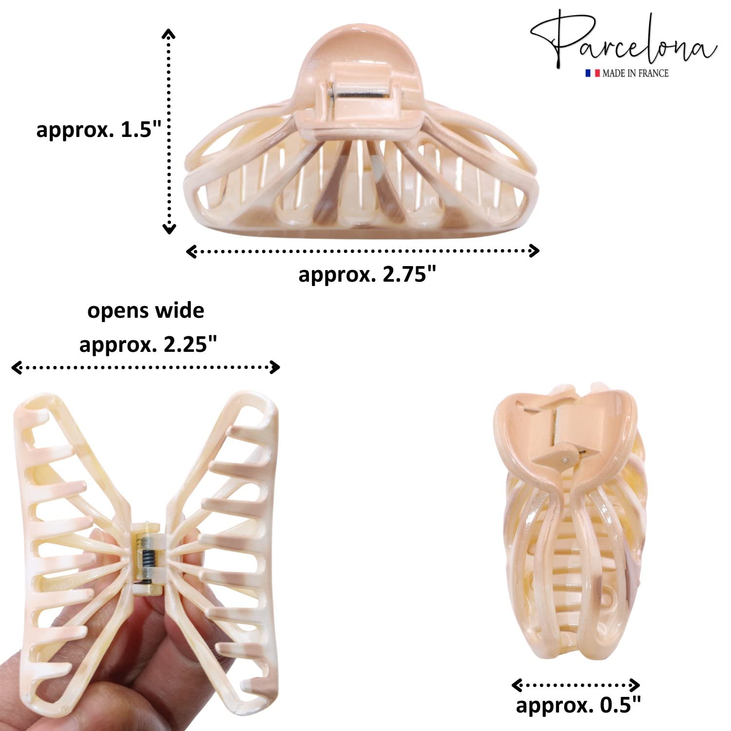 Parcelona French Rain Drop Small 2 3/4" Cellulose Jaw Hair Claw for Women