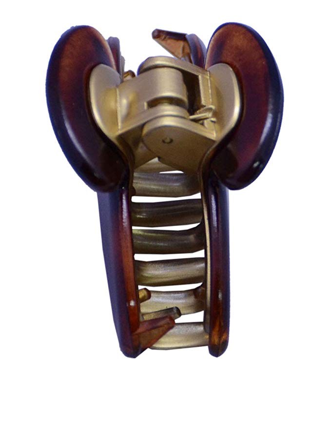 Parcelona French Metallic Matte Teeth Tortoise Shell Small Jaw Hair Claw Clip