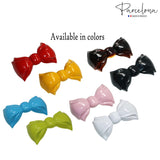 Parcelona French Angel Bow Red and Yellow Small 2” Celluloid Set of 2 Hair Clip