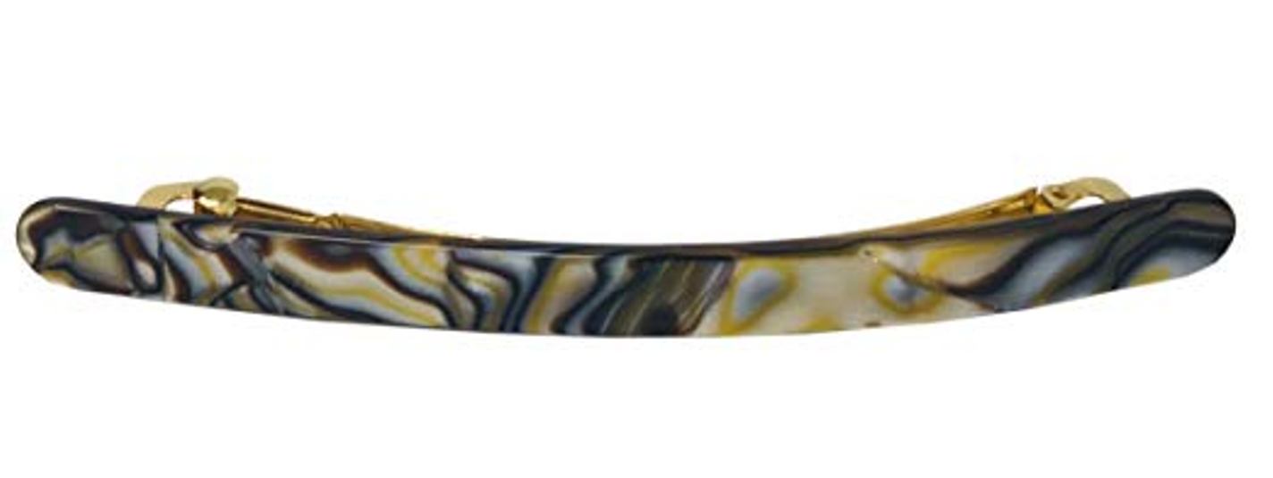 French Amie Skinny Lean Black Rounded Edges Handmade Hair Clip Barrette