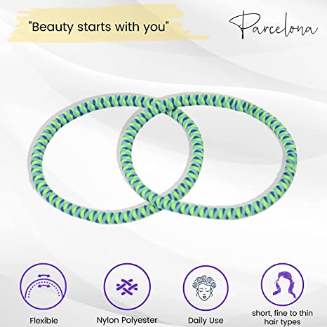 Parcelona Thin Stripes Set of 4 Ponytail Holder Elastic Hair Ties  for Women