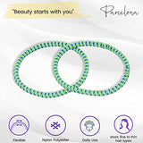 Parcelona Thin Stripes Set of 4 Ponytail Holder Elastic Hair Ties  for Women