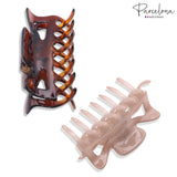 Parcelona French Classic 3" Medium Celluloid Hair Claws for Women & Girls (2Pcs)