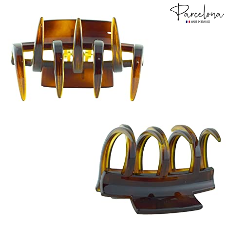 Parcelona French Jumbo Wide Medium Hair Claw Clips(Tortoise Shell Brown)