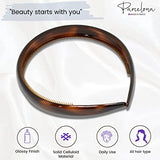 Parcelona French Bold 1/2" Wide Shell Celluloid Set of 2 Headbands for Women