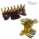 Parcelona French Classic Small 2.5" Celluloid Set of 2 Jaw Hair Claws for Women
