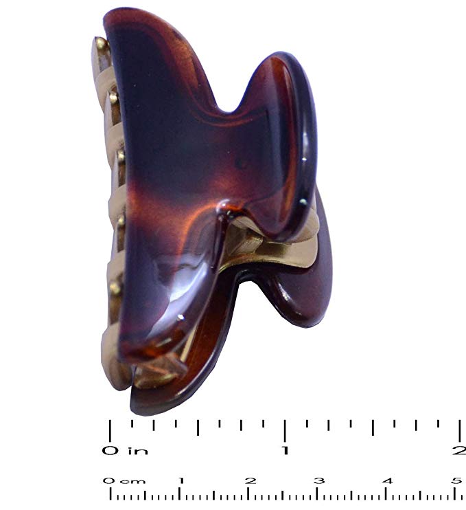 Parcelona French Metallic Golden Teeth Tortoise Shell Small Jaw Hair Claw Clip