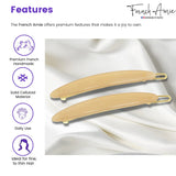 French Amie Narrow Oblong Small Set of 2 Hair Slide-in Barrette Clips