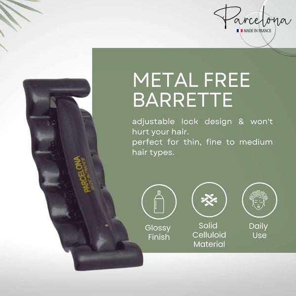 Parcelona French Crinkled Shell Small Metal Free Celluloid Hair Barret