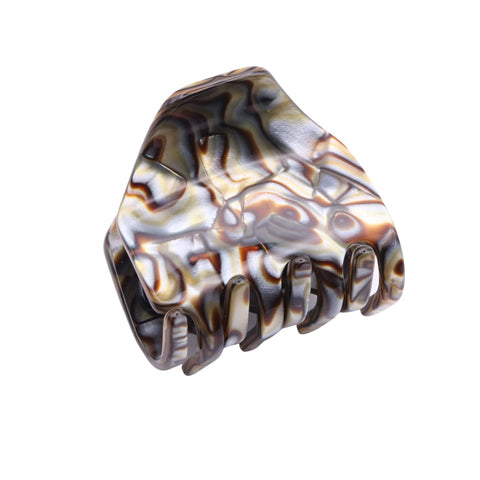 French Amie Neat Onyx Silver Grey Small Handmade Celluloid Jaw Hair Claw Clip