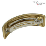 Parcelona French Curved Golden Touch Ivory Dots Volume Hair Clip Barrette