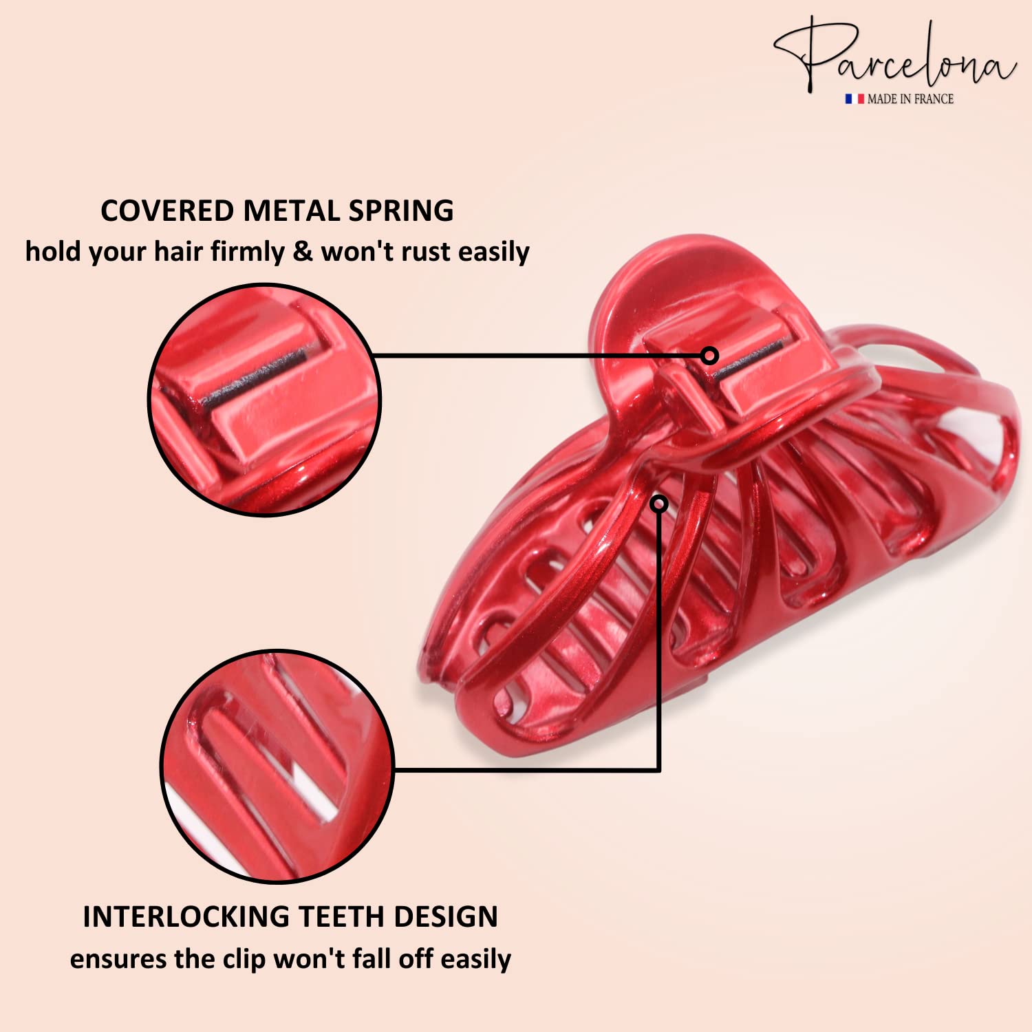Parcelona French Rain Drop Small 2 3/4" Cellulose Jaw Hair Claw for Women