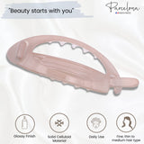 Parcelona French Plain Oval Small Celluloid Metal Free Hair Barrette for Women