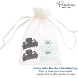 Parcelona French Petite Very Small Set of 4 Hair Claws For Women(Clear-Black)
