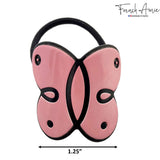 French Amie Butterfly Pink with Black Rim 1 ¼” Ponytail Elastic Hair Tie