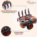 Parcelona French Big Flower 2 3/4" Celluloid Covered Spring Hair Claw for Women
