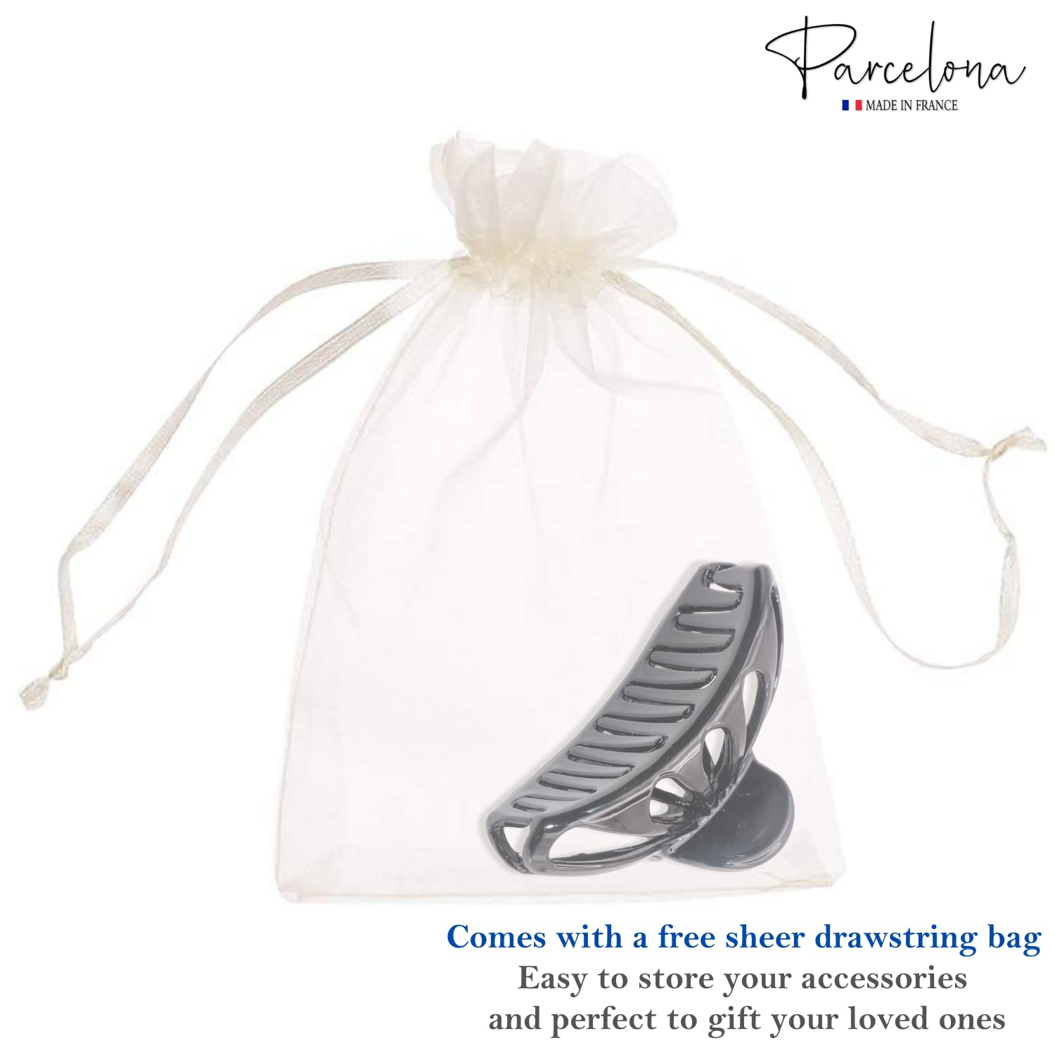 Parcelona French Rain Drop Small 2 3/4" Cellulose Jaw Hair Claw for Women