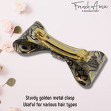 French Amie Bow Onyx Jumbo Extra Large Celluloid Handmade Hair Clip Barrette