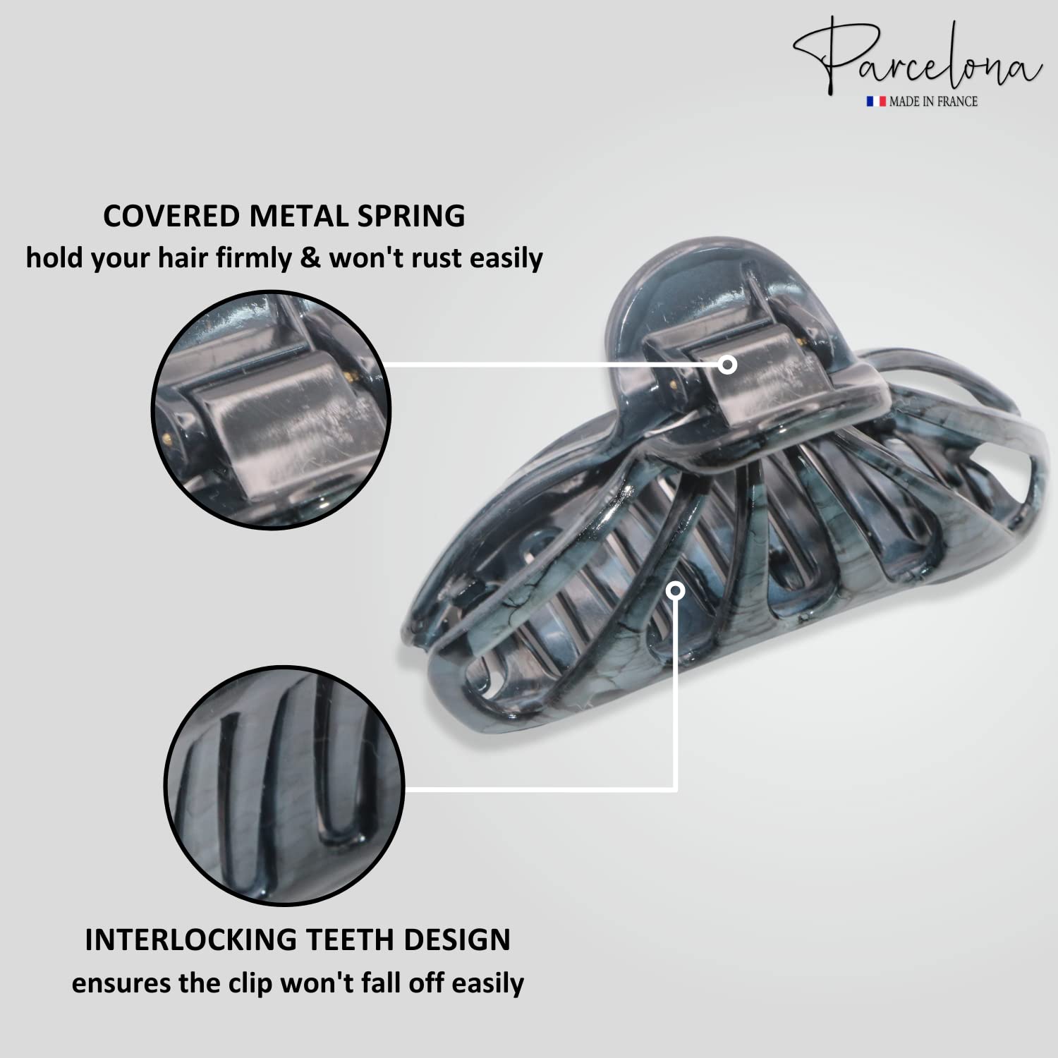 Parcelona French Rain Drop Small 2 3/4" Cellulose Jaw Hair Claw for Women