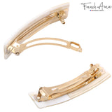 French Amie Medium Fine Wide Rectangular Handmade Automatic Hair Barrette Clip