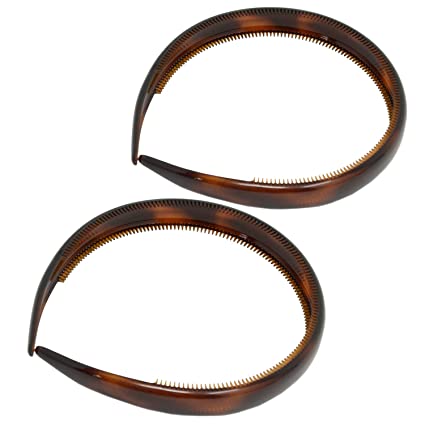 Parcelona French Bold 1/2" Wide Shell Celluloid Set of 2 Headbands for Women