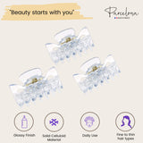Parcelona French Classic 1.5" Small Celluloid Set of 3 Hair Claws for Women