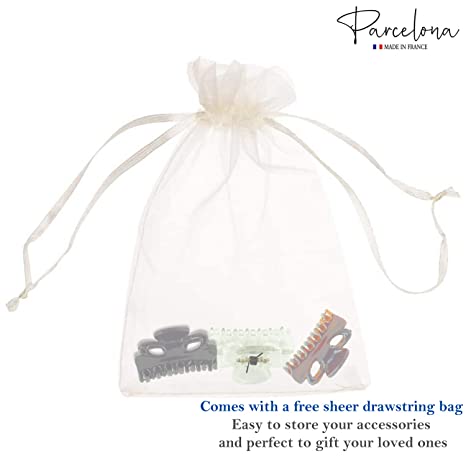 Parcelona French Petite Very Small 1" Set of 3 Hair Claws (Black-Shell-Clear)