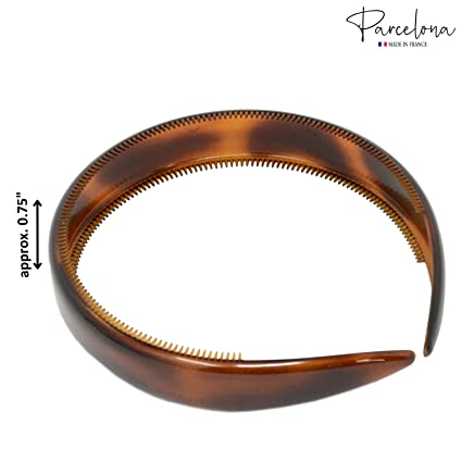 Parcelona French Bold Shell 3/4" Wide Celluloid Hair Headbands for Women(2 Pcs)