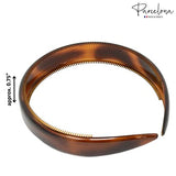 Parcelona French Bold 3/4" Wide Set of 2 Headband for Women((Shell Brown)