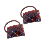 Parcelona French Quilted Rectangle Shell  Elastic Flexible Hair Ties