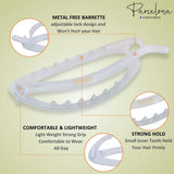 Parcelona French Plain Oval Simple Large Metal Free Hair Barrette for Women