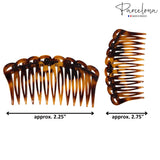 Parcelona French Swirl Savana Small Celluloid Set of 2 Side Hair Combs for Women