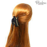 Parcelona French Belle Zip Design Small Glossy Black Celluloid Hair Claw