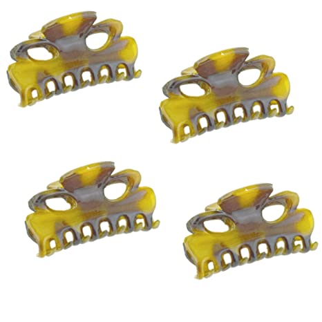 Parcelona French Petite Very Small Celluloid Set of 4 Hair Claws For Women