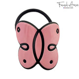 French Amie Butterfly Pink with Black Rim 1 ¼” Ponytail Elastic Hair Tie