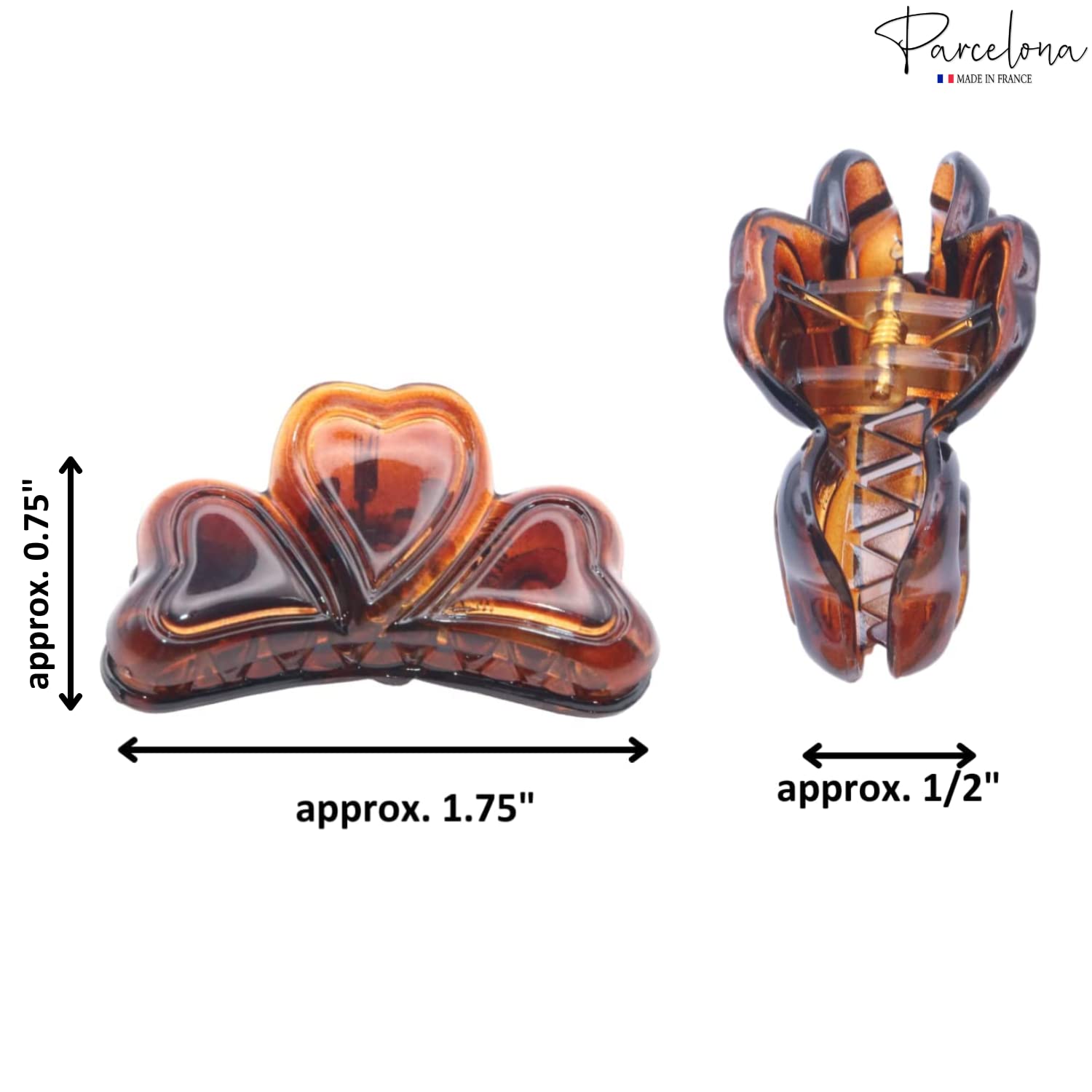 Parcelona French Small Shell Cellulose Love Hearts Butterfly Hair Claws(2 Pcs)