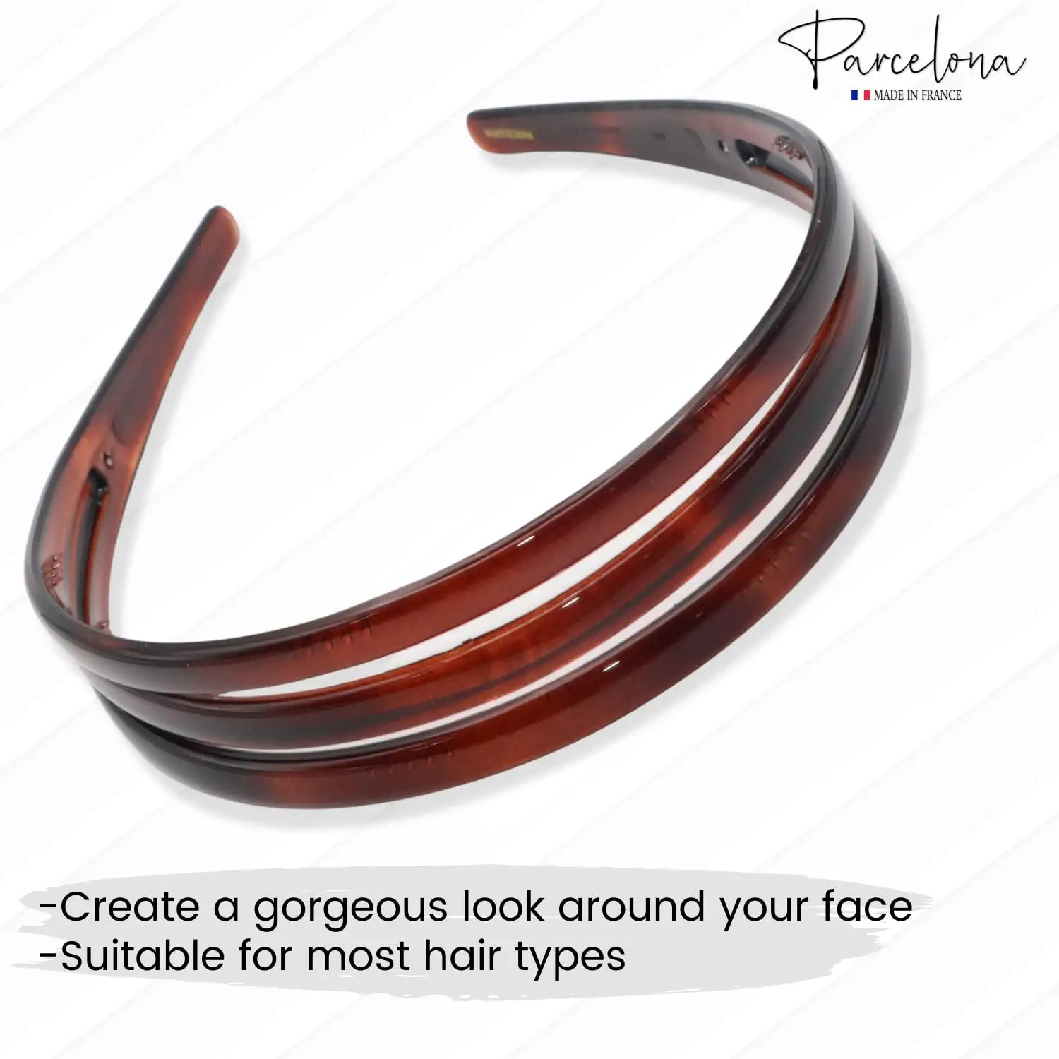 Parcelona French Triple Row 1 1/4" Wide Shell Brown Cellulose Acetate Headband