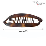 Parcelona French Curved Shell Medium Celluloid Ponytail Holder Banana Hair Clip