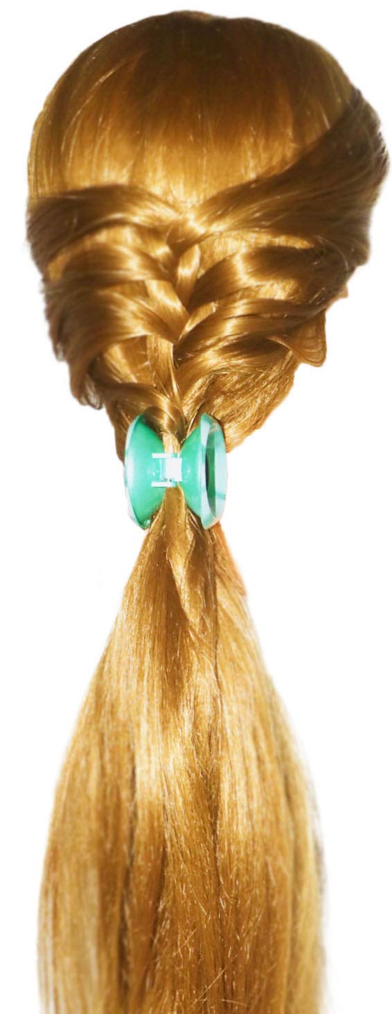 Parcelona French Round Mint Green N White Cellulose Large Pony Hair Claw