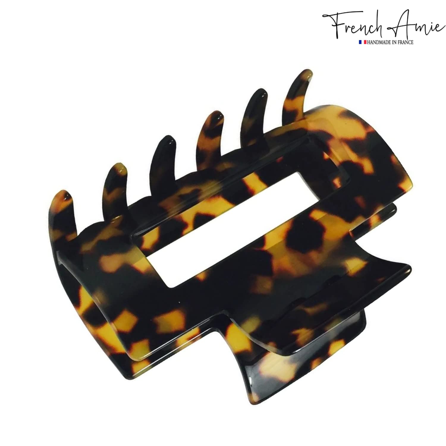 French Amie Geo Medium 3 1/4" Cellulose Acetate Handmade Jaw Hair Claw Clip Women