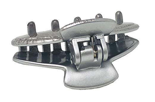 Parcelona French Moon Silver Grey Streaks Small Hidden Spring Jaw Hair Claw