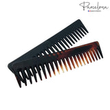 Parcelona French Volume Long Rake Set of 2 Shell Black Celluloid Wide Hair Combs