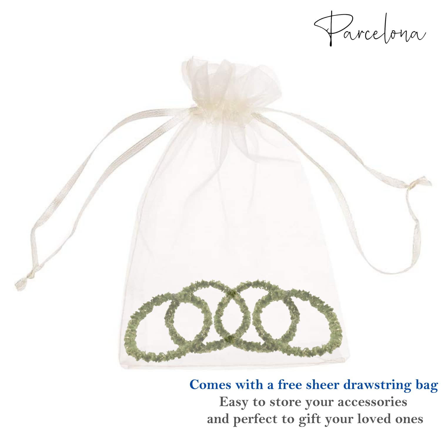 Parcelona Flexible Set of 4 Chenille Ponytail Holder Elastic Hair Ties