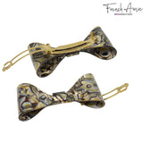 French Amie Bow Onyx Jumbo Extra Large Celluloid Handmade Hair Clip Barrette