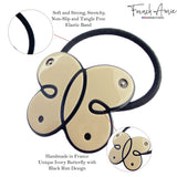 French Amie Butterfly Ivory Beige with Black Rim Ponytail Non-Slip Flexible Elas