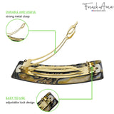 French Amie Medium Fine Wide Rectangular Handmade Automatic Hair Barrette Clip
